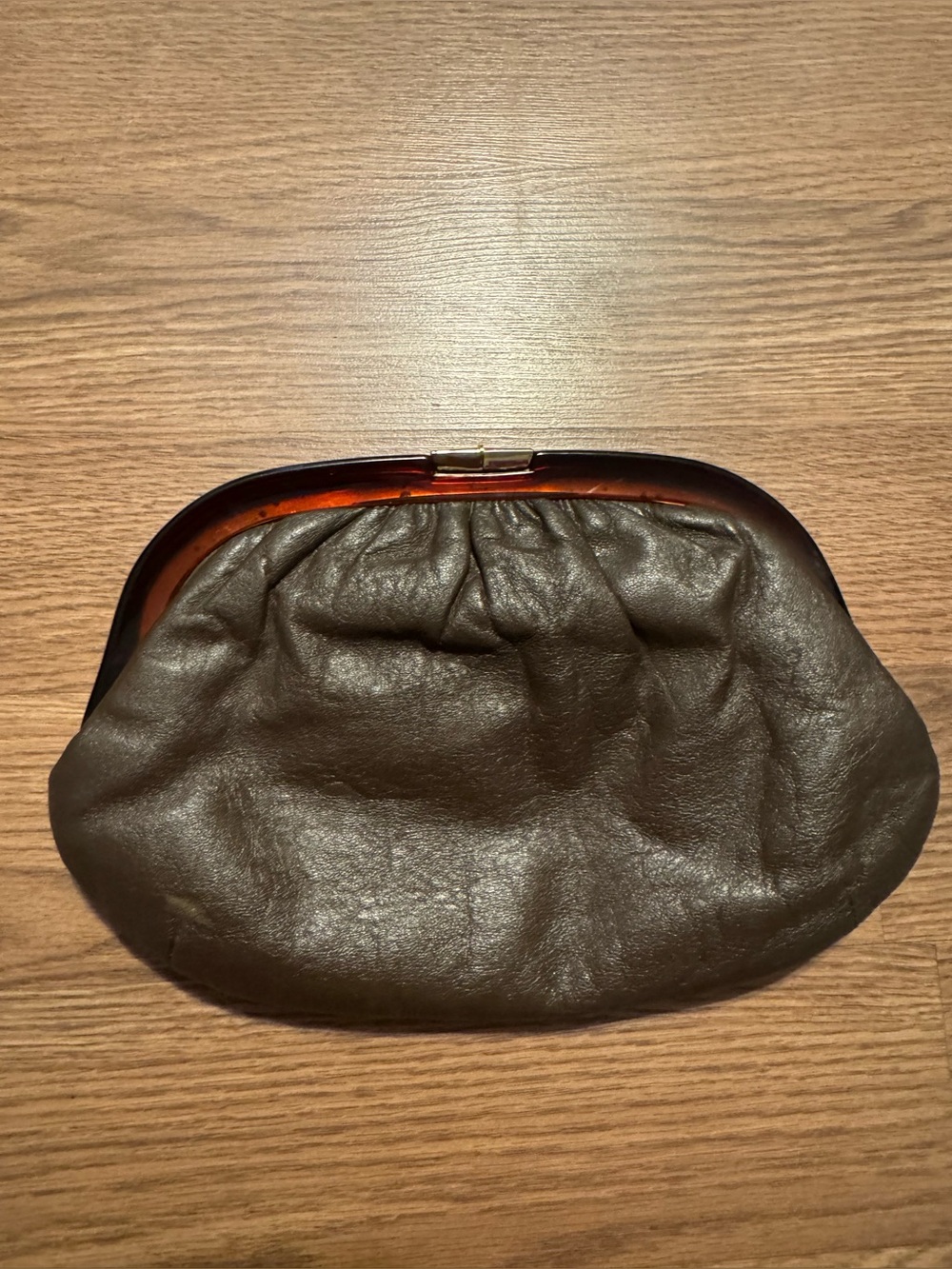 Ruth E Saltz Vintage Brown Leather Clutch